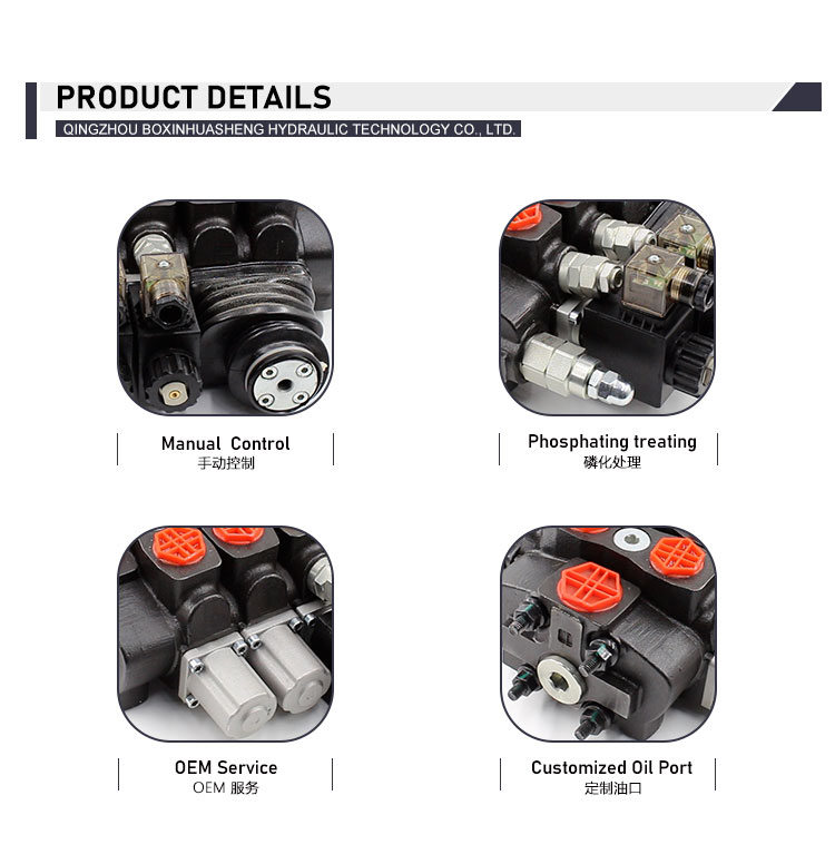 SD8 Solenoid and Joystick 3 Spool Sectional Directional Valve detailed image